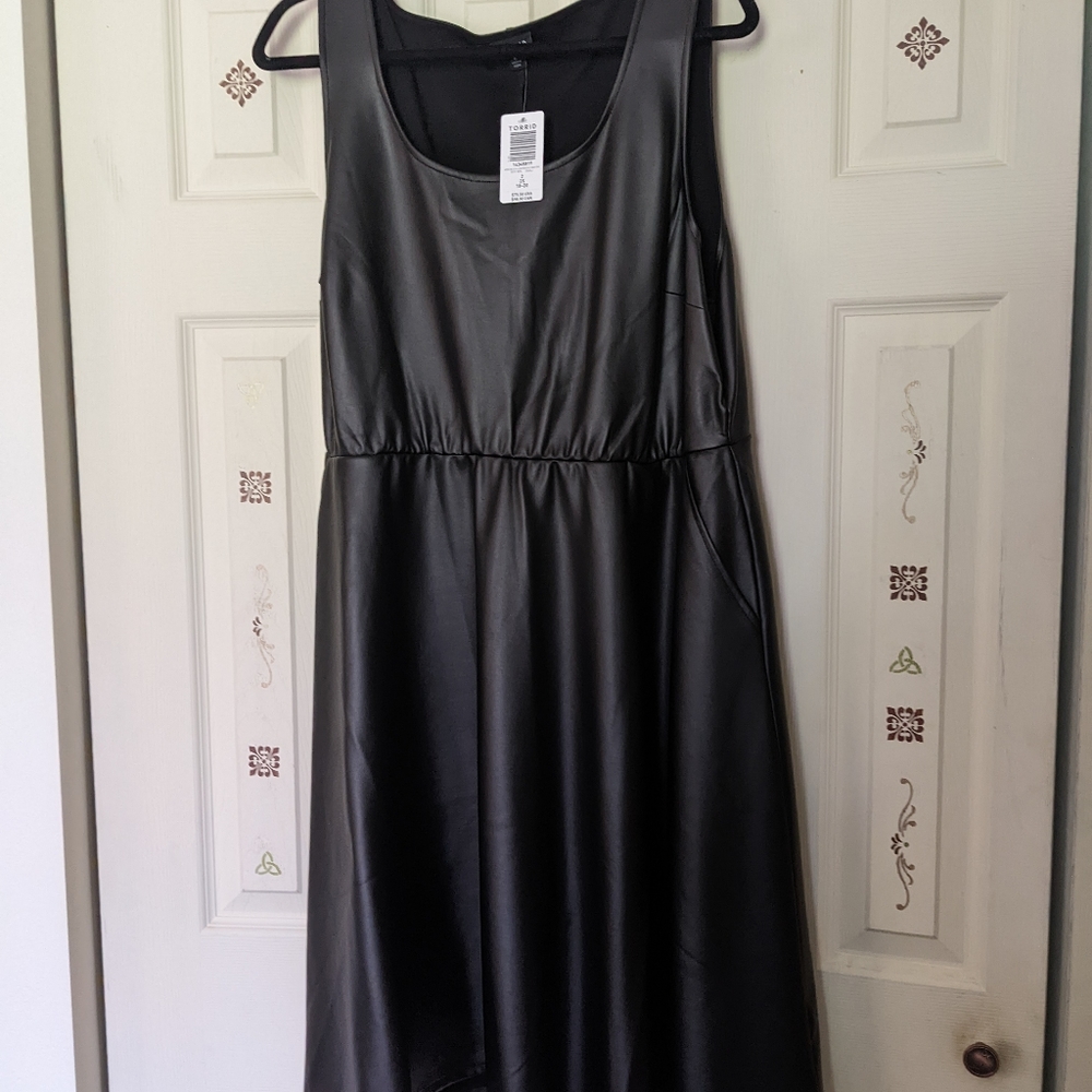 Torrid Black Pleather Sleeveless Dress NEW